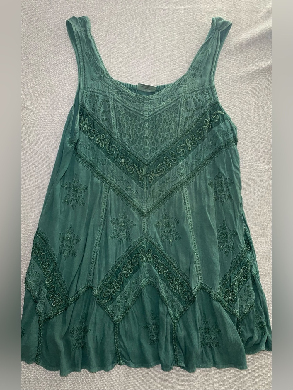 Holy Clothing Women's 4X Fairy Boho Green Sleeveless Dress Handmade India